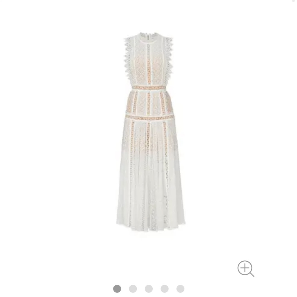 Self Portrait white lace panel midi dress